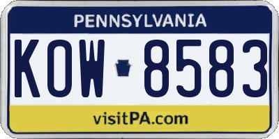 PA license plate KOW8583