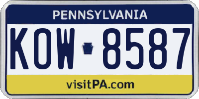 PA license plate KOW8587