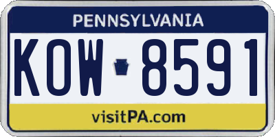 PA license plate KOW8591