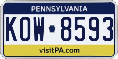 PA license plate KOW8593
