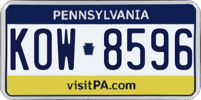 PA license plate KOW8596