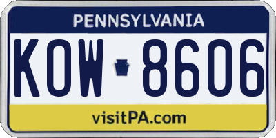 PA license plate KOW8606