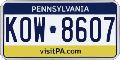 PA license plate KOW8607
