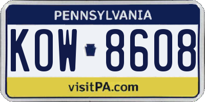 PA license plate KOW8608