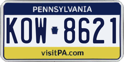 PA license plate KOW8621