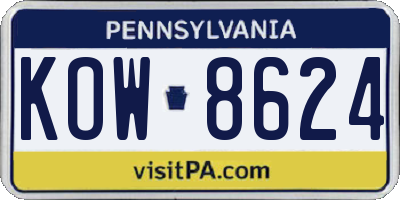 PA license plate KOW8624