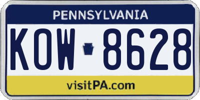 PA license plate KOW8628