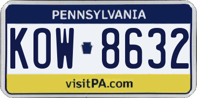 PA license plate KOW8632