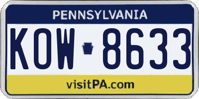 PA license plate KOW8633