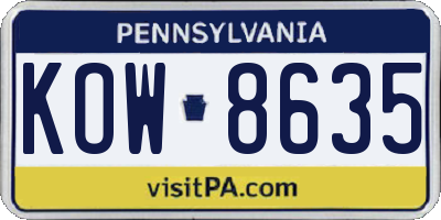 PA license plate KOW8635