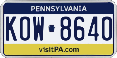 PA license plate KOW8640