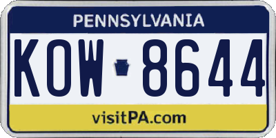 PA license plate KOW8644