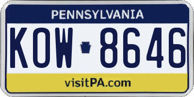 PA license plate KOW8646