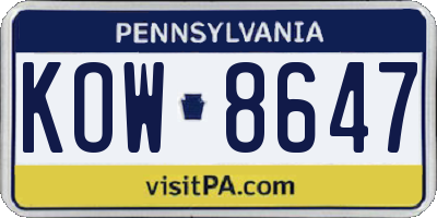 PA license plate KOW8647