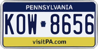 PA license plate KOW8656