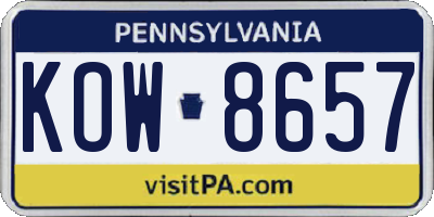 PA license plate KOW8657