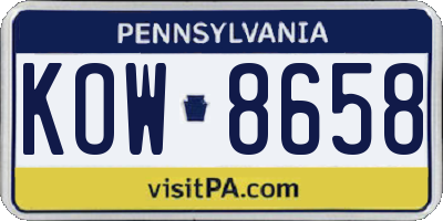 PA license plate KOW8658