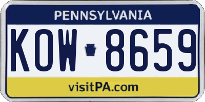 PA license plate KOW8659