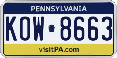 PA license plate KOW8663