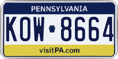 PA license plate KOW8664