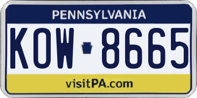 PA license plate KOW8665