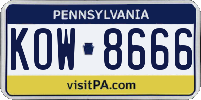 PA license plate KOW8666