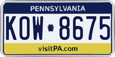 PA license plate KOW8675