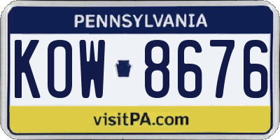 PA license plate KOW8676
