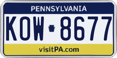 PA license plate KOW8677