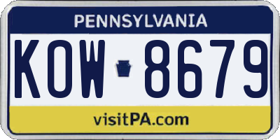 PA license plate KOW8679