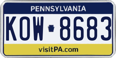 PA license plate KOW8683