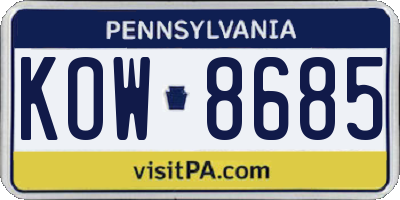 PA license plate KOW8685