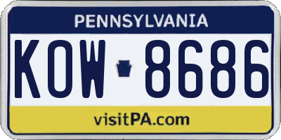 PA license plate KOW8686