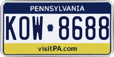 PA license plate KOW8688