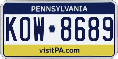 PA license plate KOW8689