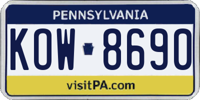 PA license plate KOW8690