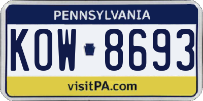 PA license plate KOW8693