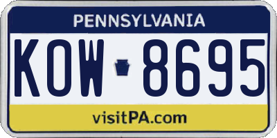 PA license plate KOW8695