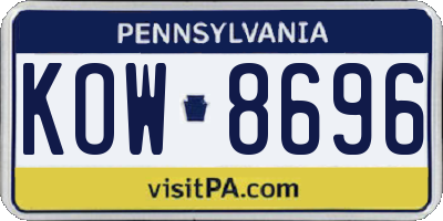PA license plate KOW8696