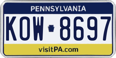 PA license plate KOW8697