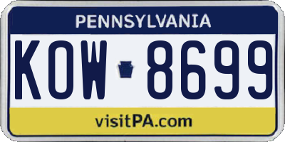 PA license plate KOW8699