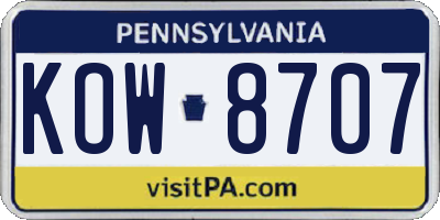 PA license plate KOW8707