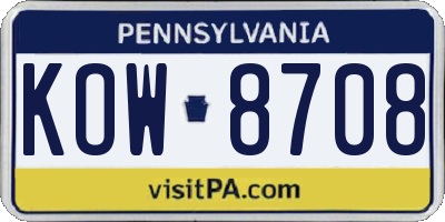 PA license plate KOW8708