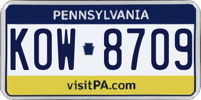 PA license plate KOW8709