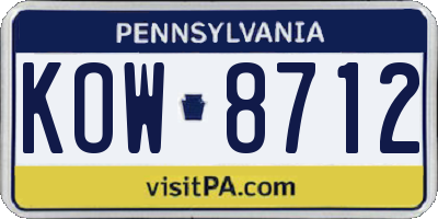 PA license plate KOW8712