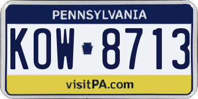 PA license plate KOW8713