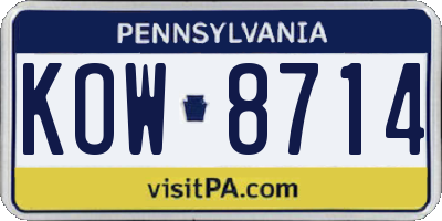 PA license plate KOW8714