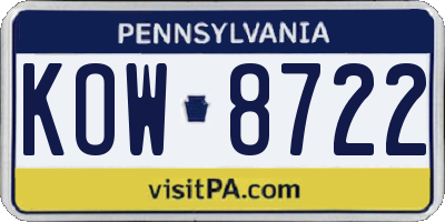 PA license plate KOW8722