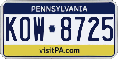 PA license plate KOW8725