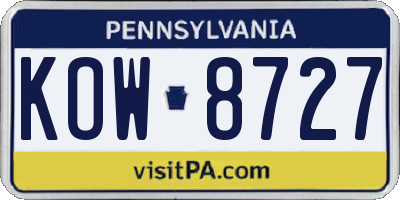 PA license plate KOW8727